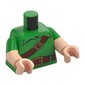 Torso, Dual Molded Arms, Shirt, Dark Red Belt, Gold Buckle, Reddish Brown Strap print, Bright Green Sleeves Pattern, Light Nougat Arms and Hands