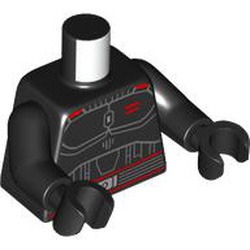 LEGO part 973c03h03pr0016 Torso, Black Arms and Hands with print in Black