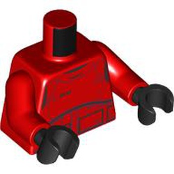 LEGO part 973c22h03pr00020 Torso, Red Arms, Black Hands with print in Bright Red/ Red
