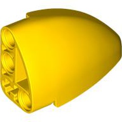LEGO part SHELL 3X5X2, W/ CROSS HOLE, LEFT in Bright Yellow (6498579|2438)
