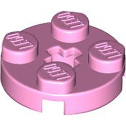 LEGO part 4032a Plate Round 2 x 2 with Axle Hole Type 1 (+ Opening) in Light Purple/ Bright Pink