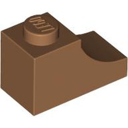 LEGO part 78666 Brick Curved 2 x 1 with Inverted Cutout in Medium Nougat