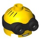 Minifig Head Special, Minion, Low, with Black 2-Eyed Goggles Pattern, Thin Hair print
