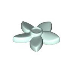 LEGO part 18853 Plant, Flower with 5 Pointed Petals and Pin in Aqua/ Light Aqua