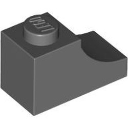 LEGO part 78666 Brick Curved 2 x 1 with Inverted Cutout in Dark Stone Grey / Dark Bluish Gray