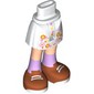 Minidoll Hips and Short Skirt with Orange/Lavender Flowers, Light Nougat Legs, Lavender Socks, Dark Orange Shoes, White Laces print