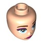 Minidoll Head Reddish Brown Eyebrows, Bright Light Blue Eyes, Magenta Eyeshadow, Lips