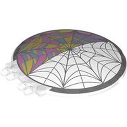 LEGO part 5950pr0001 Dish 8 x 8 with Click Hinges with Window, Spiderweb, One Side Colored In print in Transparent/ Trans-Clear