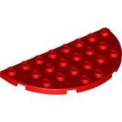 LEGO part 22888 Plate Round Half 4 x 8 in Bright Red/ Red