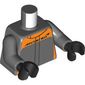 Torso Race Suit, Orange Shapes, 'MCLAREN' print, Dark Bluish Gray Arms, Black Hands