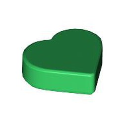 LEGO part 39739 TILE 1X1, HEART, NO. 1 in Dark Green/ Green