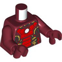 LEGO part 973c10h10pr0003 Torso Armor, Red Panels with Gold Highlights Print, Dark Red Arms and Hands with print in Dark Red