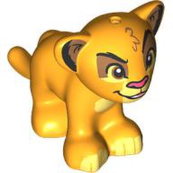 LEGO part 14734pr0006 Animal, Big Cat Cub with Medium Nougat Eyeshadows, Dark Pink Nose, Bright Light Yellow Nose, Toes print in Flame Yellowish Orange/ Bright Light Orange