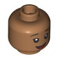 Minifig Head Lilo, Thin Black Eyebrows, Open Mouth Smile/Tongue Sticking Out