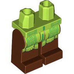 LEGO part 970c19pr0003 Hips and Reddish Brown Legs with print in Bright Yellowish Green/ Lime