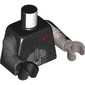 Torso, Odd Arms and Hands, Black/Dark Bluish Grey Armor Silver Belt, Red Indicator print, Left Flat Silver Arm and Hand, Right Pearl Titanium Arm and Black Hand