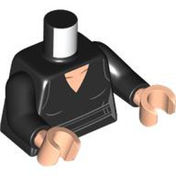 LEGO part 973c03h02pr0007 Torso, Black Arms, Light Nougat Hands with print in Black