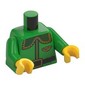 Torso Jacket with Large Rounded Dark Green Collar, Gold trim, Post Office Horn, Black Belt print Bright Green Arms, Yellow Hands