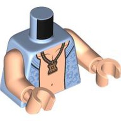 LEGO part 973c02h02pr0004 Torso, Light Nougat Arms and Hands with print in Light Royal Blue/ Bright Light Blue