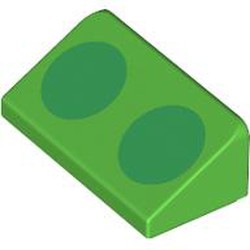 LEGO part 85984pr9992 Slope 30° 1 x 2 x 2/3 with 2 Green Circles print in Bright Green