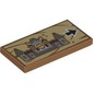 Tile 2 x 4 with Bowser's Castle, Black Arrow on Wooden Board print