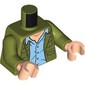 Torso Jacket, Bright Light Blue Shirt, Light Nougat Chest print, Olive Green Arms, Light Nougat Hands