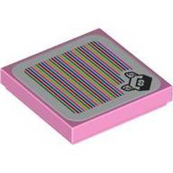 LEGO part 3068bpr9367 Tile 2 x 2 with Koopa Troopa and Barcode Print (Sticker) in Light Purple/ Bright Pink