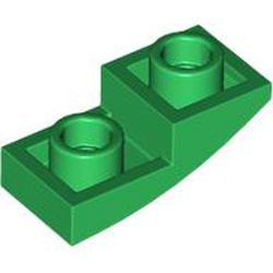 LEGO part 24201 Slope Curved 2 x 1 Inverted in Dark Green/ Green