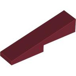 LEGO part 5654 Slope 1 x 4 with 1 x 2 Cutout in Dark Red