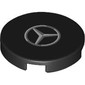 Tile Round 2 x 2 with Silver Mercedes Logo print