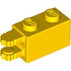 LEGO part 54672 Hinge Brick 1 x 2 Locking with 2 Fingers Horizontal End, 7 Teeth in Bright Yellow/ Yellow
