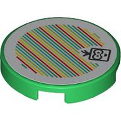 LEGO part 14769pr9975 Tile Round 2 x 2 with Lakitu and Barcode Print (Sticker) in Dark Green/ Green