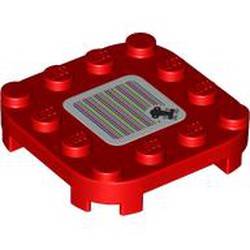 LEGO part 66792pr0001 Plate Round Corners 4 x 4 x 2/3 Circle with Reduced Knobs with print in Bright Red/ Red