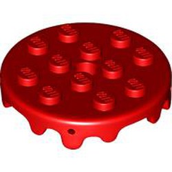 LEGO part 65702 Plate Special Round 4 x 4 with Melting Drops on Sides in Bright Red/ Red