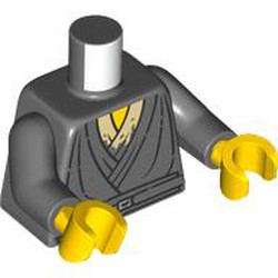 LEGO part 973c12h01pr0003 Torso, Dark Bluish Gray Arms, Yellow Hands with print in Dark Stone Grey / Dark Bluish Gray