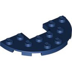 LEGO part 18646 Plate Round Half 3 x 6 with 1 x 2 Cutout in Earth Blue/ Dark Blue