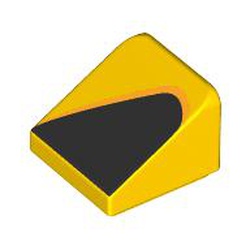 LEGO part 54200pr0008 Slope 30° 1 x 1 x 2/3 with Black Triangle print in Bright Yellow/ Yellow