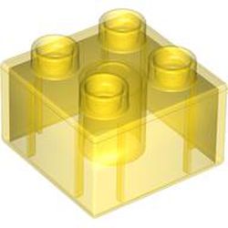 LEGO part DUPLO BRICK 2X2, TRANSPARENT in Transparent Yellow (6507901|34575)