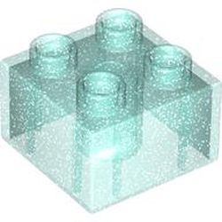 LEGO part DUPLO BRICK 2X2, TRANSPARENT in Transparent Light Blue with Glitter (6507903|34575)