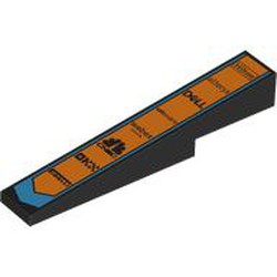 Brick Sloped 1 x 6 x 1 with 1 x 2 x 1/3 Cutout with Orange Squares, Azure Shape, Black Sponsorship Logos print