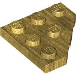 LEGO part 2450 Wedge Plate 3 x 3 Cut Corner in Warm Gold/ Pearl Gold