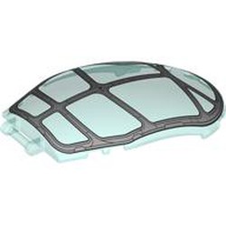 LEGO part 5724pr0001 Windscreen 6 x 11 x 2 Curved with Cockpit print in Transparent Light Blue/ Trans-Light Blue