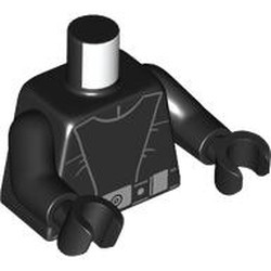 LEGO part 973c03h03pr0020 Torso, Black Arms and Hands with print in Black