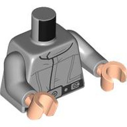 LEGO part 973c14h02pr0001 Torso, Light Bluish Gray Arms, Light Nougat Hands with print in Medium Stone Grey/ Light Bluish Gray