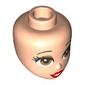 Minidoll Head, Thin Black Eyebrows, Brown Eyes, Red Lips, Teeth