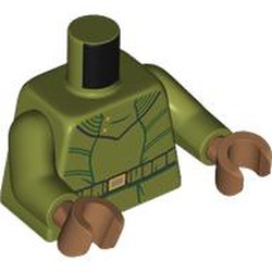 LEGO part 973c20h23pr0001 Torso, Olive Green Arms, Medium Nougat Hands with print in Olive Green