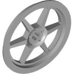 LEGO part 6687 Wheel Cover 6 Spoke with Axle Hole - 43mm D. in Medium Stone Grey/ Light Bluish Gray