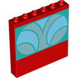 LEGO part 59349pr9994 Panel 1 x 6 x 5 with print in Bright Red/ Red