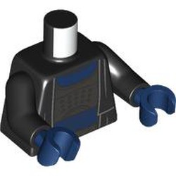 LEGO part 973c03h05pr0002 Torso, Black Arms, Dark Blue Hands with print in Black