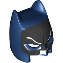 LEGO part 18987pr0003 Mask, Batman Cowl Open Chin with Black Mask print in Earth Blue/ Dark Blue